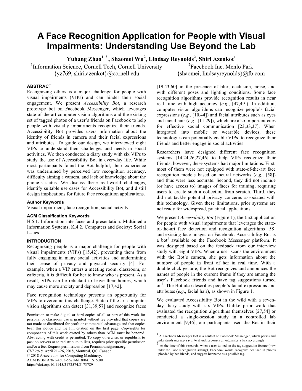 A Face Recognition Application for People with Visual Impairments: Understanding Use Beyond The