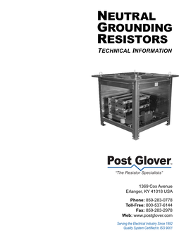 Neutral Grounding Resistors Technical Information