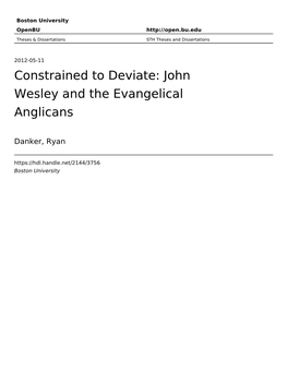 John Wesley and the Evangelical Anglicans