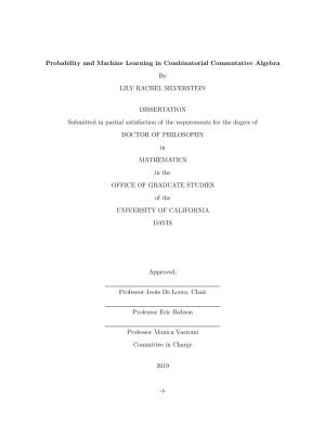 Probability and Machine Learning in Combinatorial Commutative Algebra by LILY RACHEL SILVERSTEIN