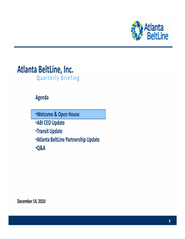 Atlanta Beltline Quarterly Briefing 2010 Q4