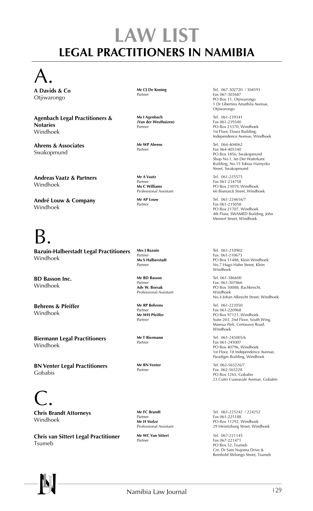 Legal Practitioners in Namibia