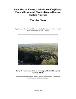Bush Blitz on Karara, Lochada and Kadji Kadji Pastoral Leases and Charles Darwin Reserve, Western Australia
