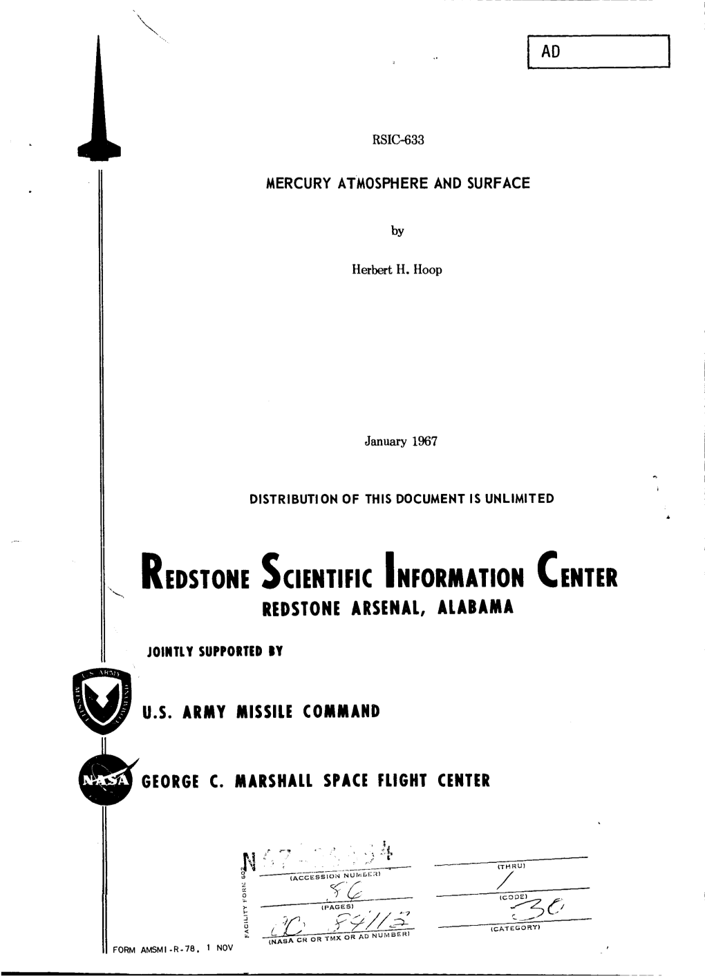 Redstone Scientific Information Center Research and Development Directorate U