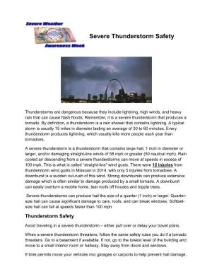 Severe Thunderstorm Safety
