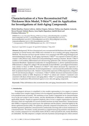 Characterization of a New Reconstructed Full Thickness Skin Model, T-Skin™, and Its Application for Investigations of Anti-Aging Compounds