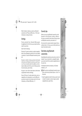 Connections Settings Security Tips Send Data Using Bluetooth