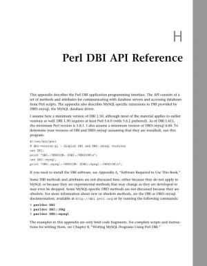 Perl DBI API Reference