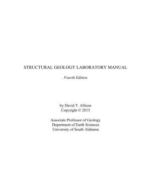 Structural Geology Laboratory Manual