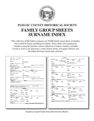 Family Group Sheets Surname Index