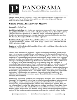 Chiura Obata: an American Modern, Utah Museum of Fine Arts, Panorama: Journal of the Association of Historians of American Art 5, No