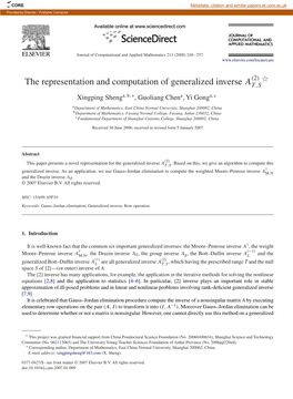 The Representation and Computation of Generalized Inverse AT,S