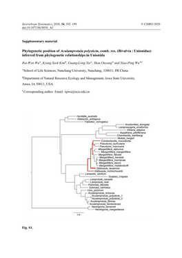 Phylogenetic Position of Aculamprotula Polysticta, Comb. Res