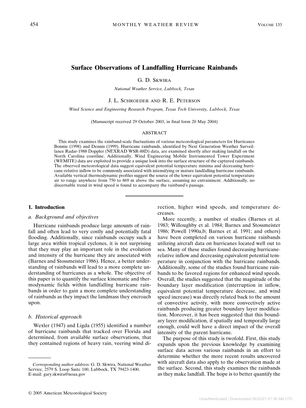 Surface Observations of Landfalling Hurricane Rainbands