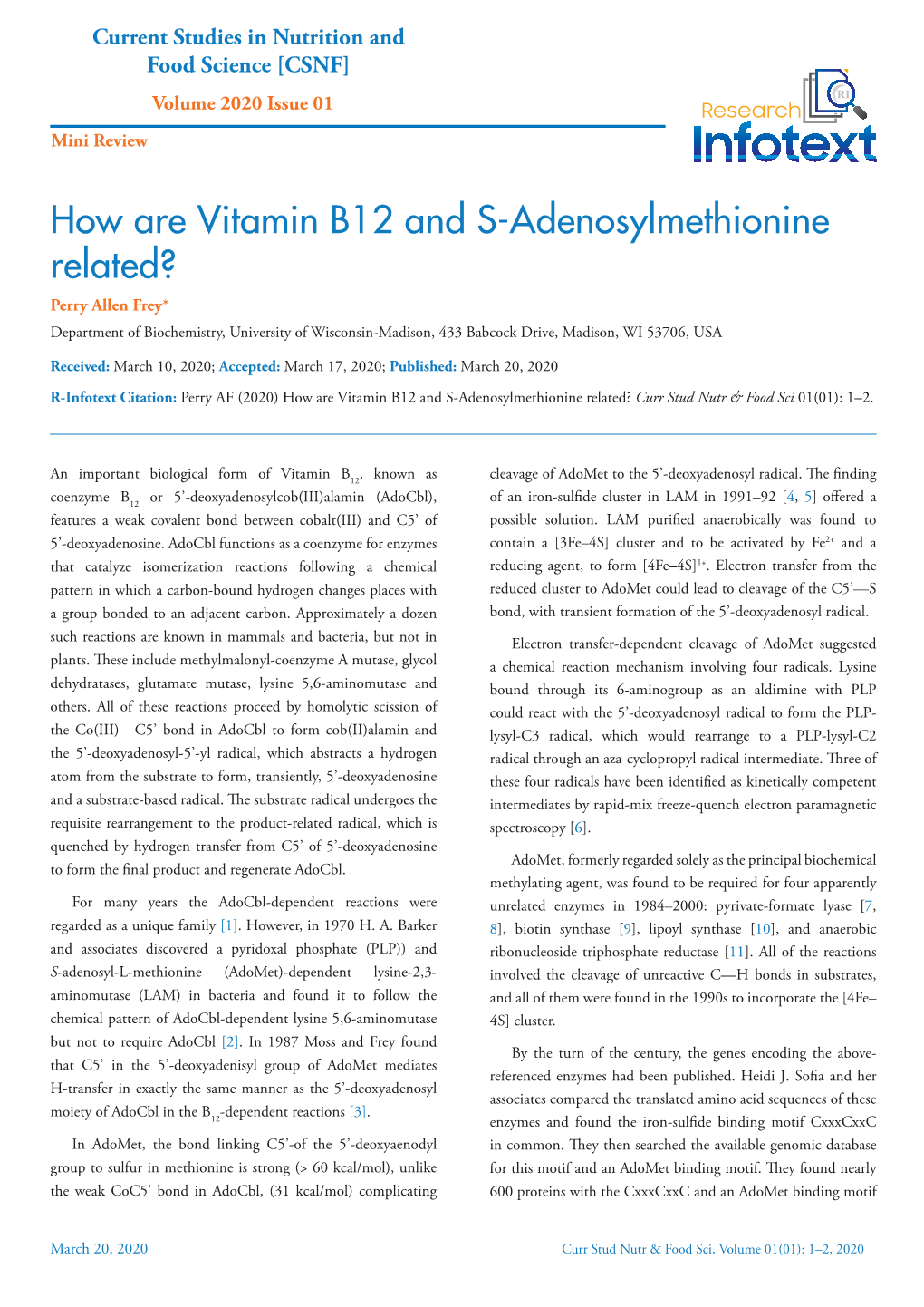 How Are Vitamin B12 and S-Adenosylmethionine