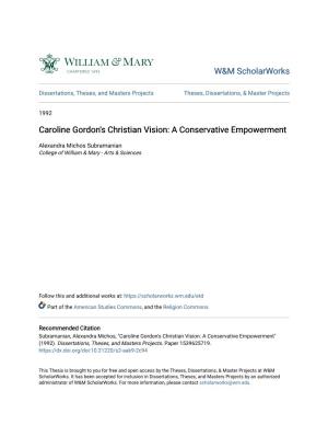 Caroline Gordon's Christian Vision: a Conservative Empowerment