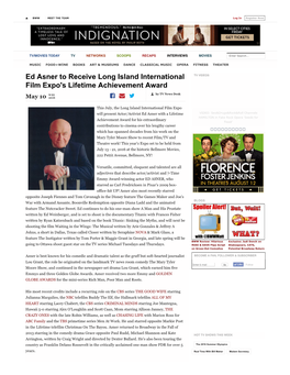 Ed Asner to Receive Long Island International Film Expo's Lifetime