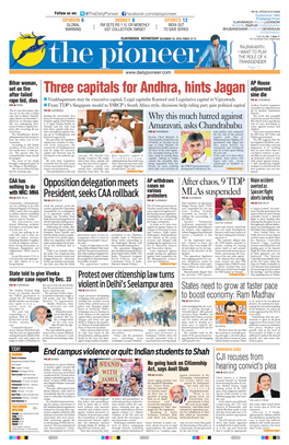 Three Capitals for Andhra, Hints Jagan