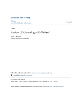 Review of Â•Œgenealogy of Nihilismâ•Š