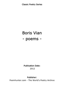 Boris Vian - Poems