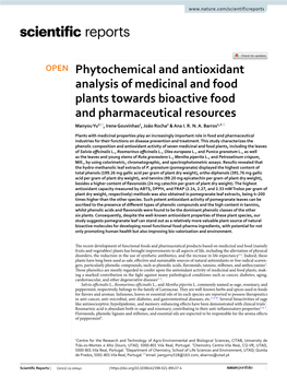 Phytochemical and Antioxidant Analysis of Medicinal and Food