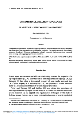 On Semi-Regularization Topologies
