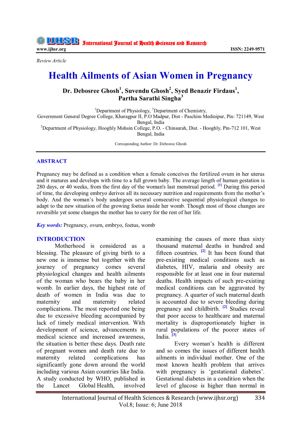 Health Ailments of Asian Women in Pregnancy