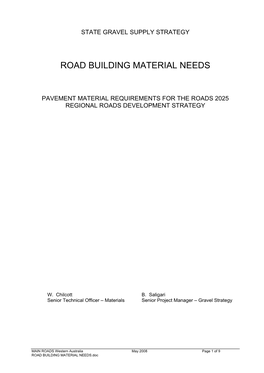 Road Building Material Needs
