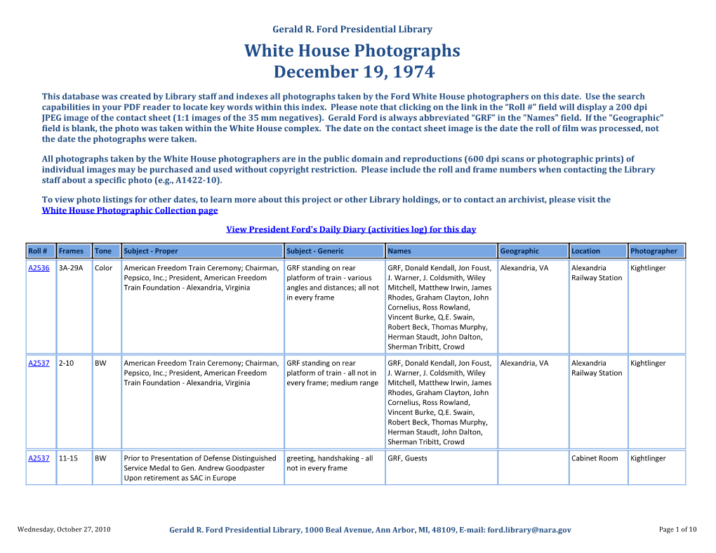 White House Photographs December 19, 1974