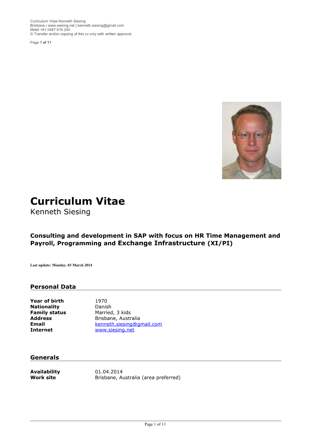 Curriculum Vitae Kenneth Siesing