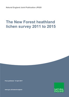 The New Forest Heathland Lichen Survey 2011 to 2015