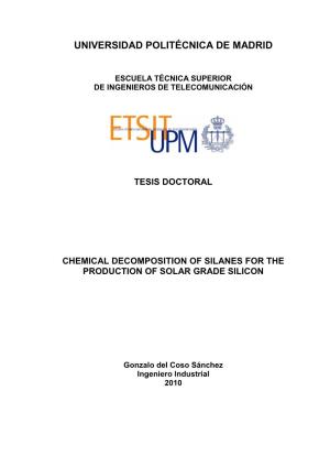 Chemical Decomposition of Silanes for the Production of Solar Grade Silicon
