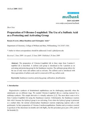 Preparation of 5-Bromo-2-Naphthol: the Use of a Sulfonic Acid As a Protecting and Activating Group