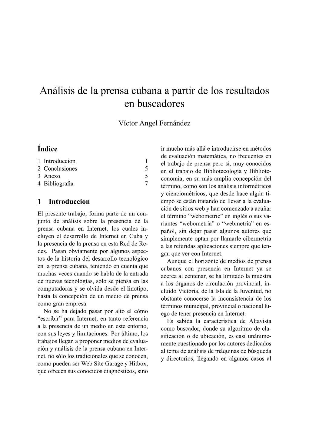 Análisis De La Prensa Cubana a Partir De Los Resultados En Buscadores