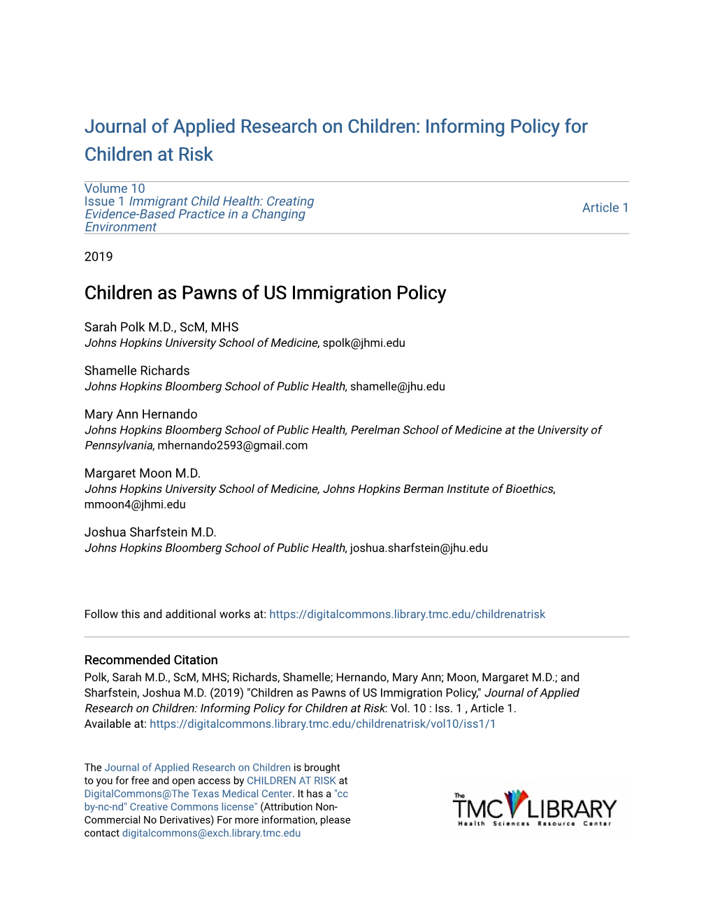 Children As Pawns of US Immigration Policy