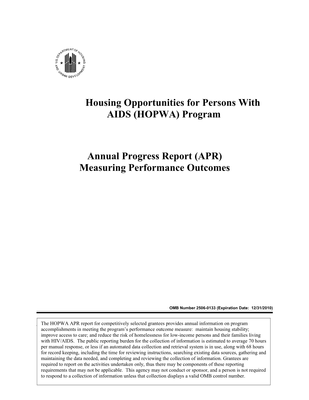 23 HOPWA Annual Progress Report