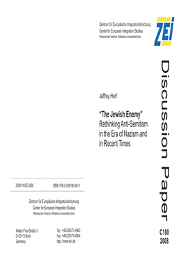 The Jewish Enemy” Rethinking Anti-Semitism in the Era of Nazism and in Recent Times