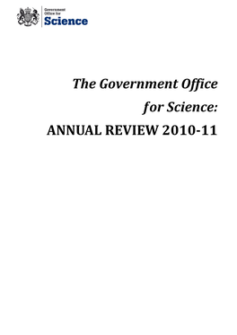 Government Office for Science: ANNUAL REVIEW 2010-11