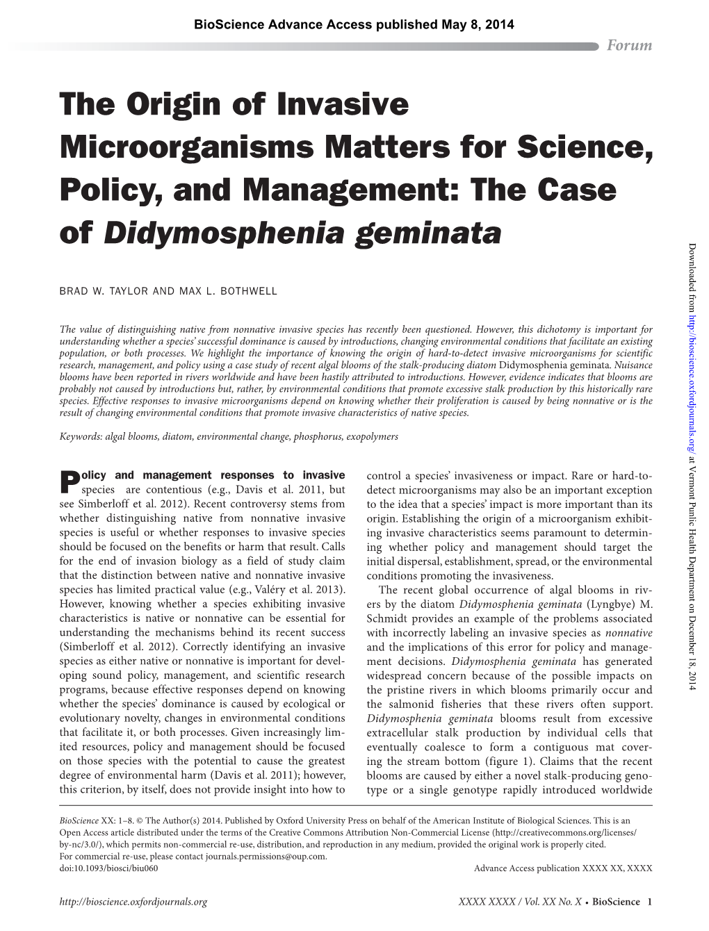 The Origin of Invasive Microorganisms Matters for Science, Policy, and Management: the Case