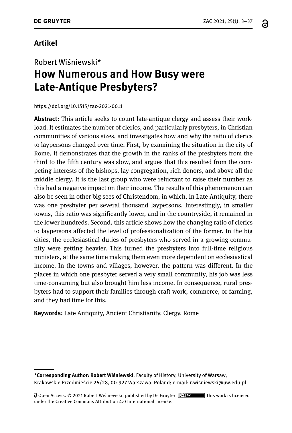 How Numerous and How Busy Were Late-Antique Presbyters?