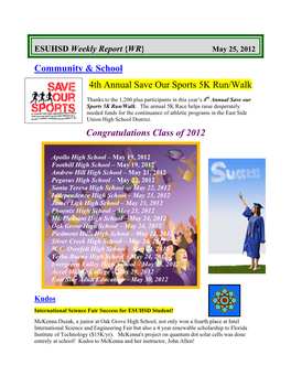 ESUHSD Weekly Report {WR} May 25, 2012
