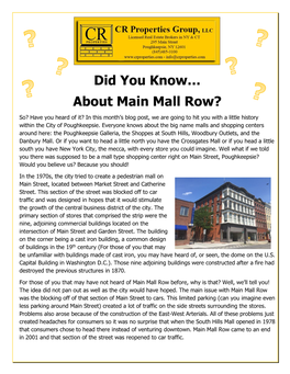 Did You Know… About Main Mall Row?
