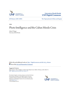 Photo Intelligence and the Cuban Missile Crisis Adam P