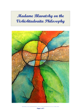 Blavatsky on the Vishishtadvaita Philosophy
