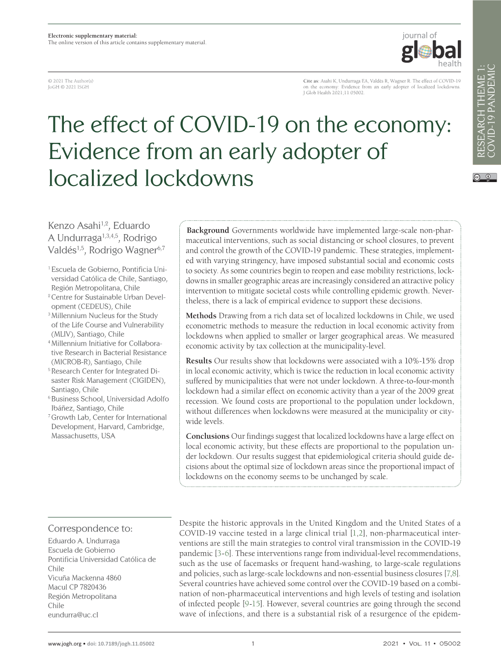 The Effect of COVID-19 on the Economy