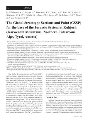 The Global Stratotype Sections and Point (GSSP) for the Base of the Jurassic System at Kuhjoch (Karwendel Mountains, Northern Calcareous Alps, Tyrol, Austria)