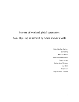 Masters of Local and Global Ceremonies. Sámi Hip-Hop