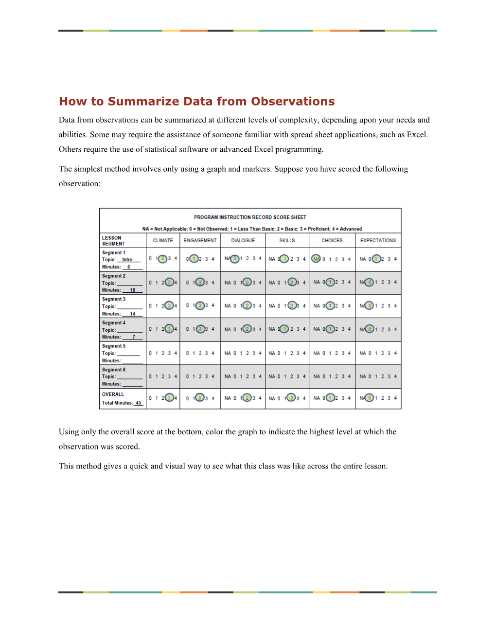 How to Summarize Data from Observations