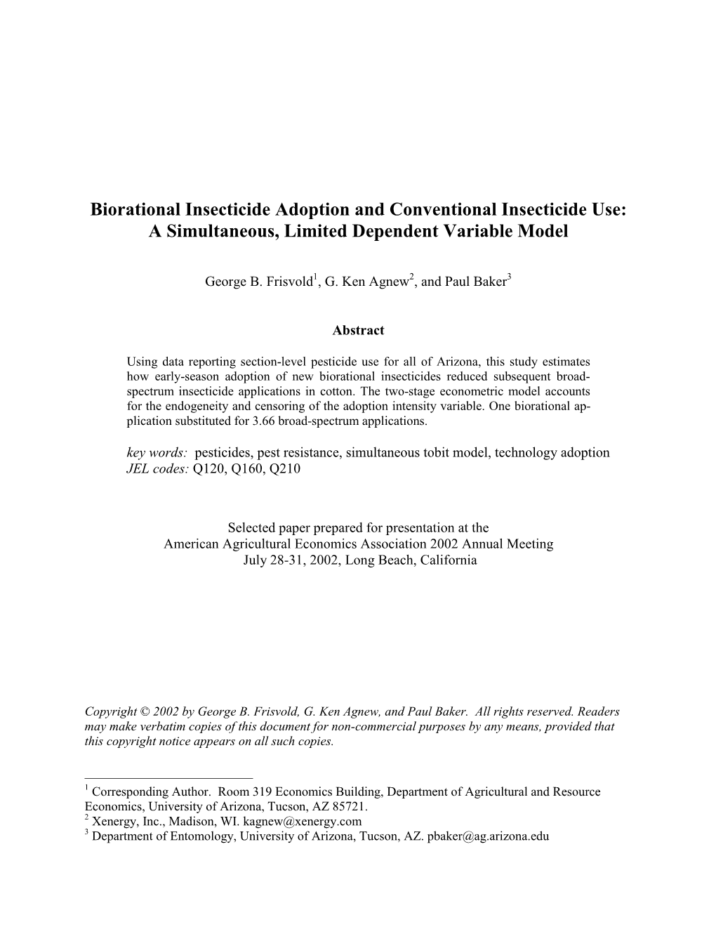 A Simultaneous, Limited Dependent Variable Model