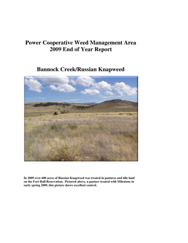 Power Cooperative Weed Management Area 2009 End of Year Report